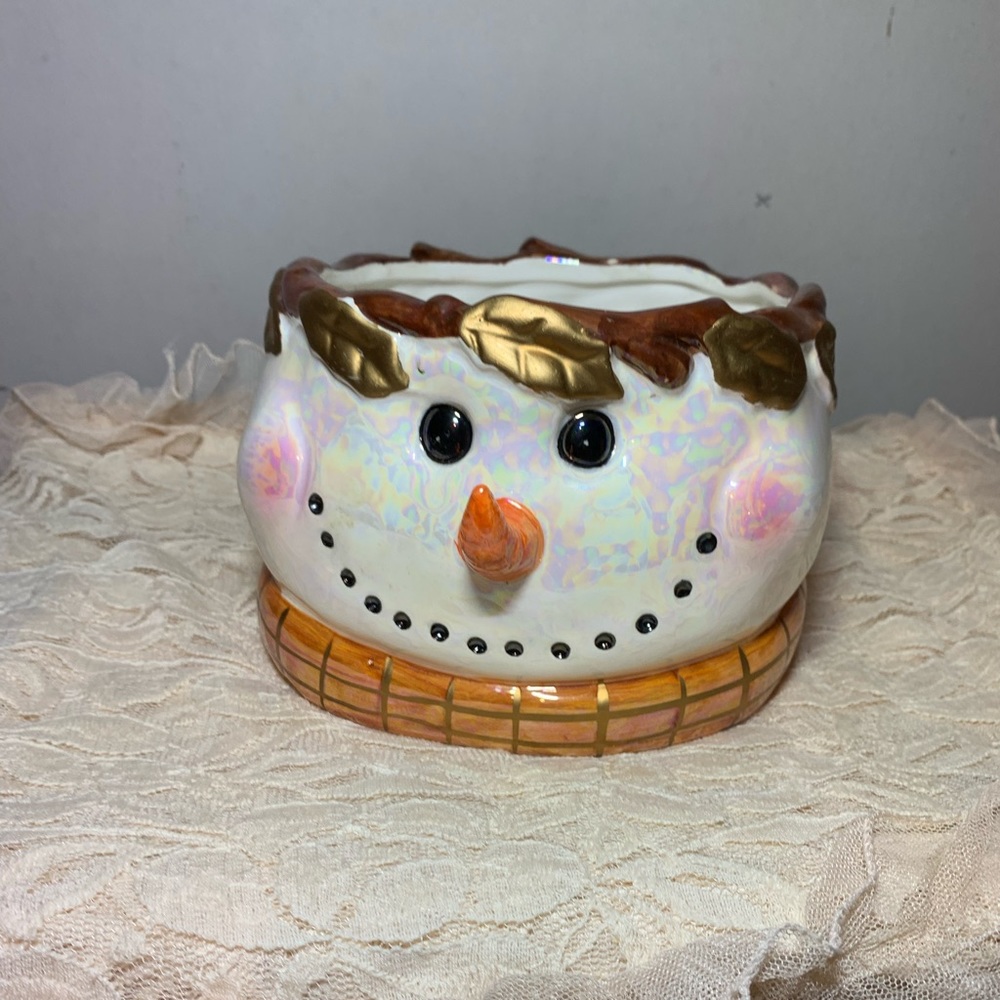 Glazed Snowman Flower Planter ☃️